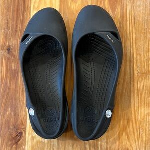 CROCS Classic Black Slip-On Flats with Charm Accent